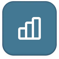Icon of four vertical bars increasing in height, representing signal or connectivity strength, on a blue rounded square background.