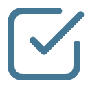 Blue checkmark inside a square checkbox.