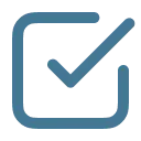 Blue checkmark inside a square checkbox.