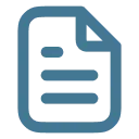 Blue document icon with folded corner and three horizontal lines representing text.