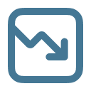 Icon of a line chart with a downward trend arrow inside a rounded square.