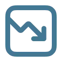 Icon of a line chart with a downward trend arrow inside a rounded square.