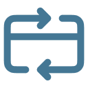Two curved arrows forming a rectangular loop indicating refresh or reload.