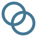 Two overlapping blue circles forming a Venn diagram intersection.