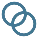 Two overlapping blue circles forming a Venn diagram intersection.