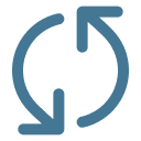Blue refresh icon with two curved arrows forming a circle.
