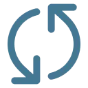 Blue refresh icon with two curved arrows forming a circle.