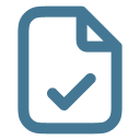 Document icon with a check mark indicating approval or completion.