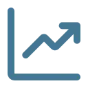 Line chart with an upward trend and an arrow indicating growth.