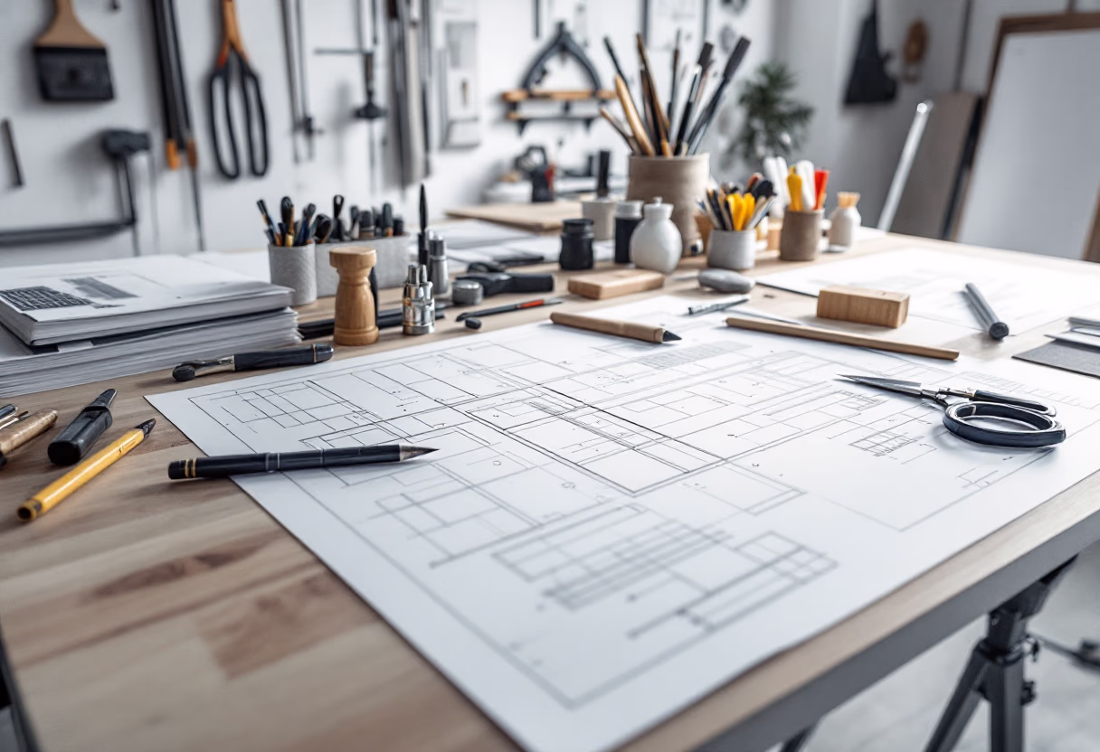 [background image] image of architectural plans (for a construction company)