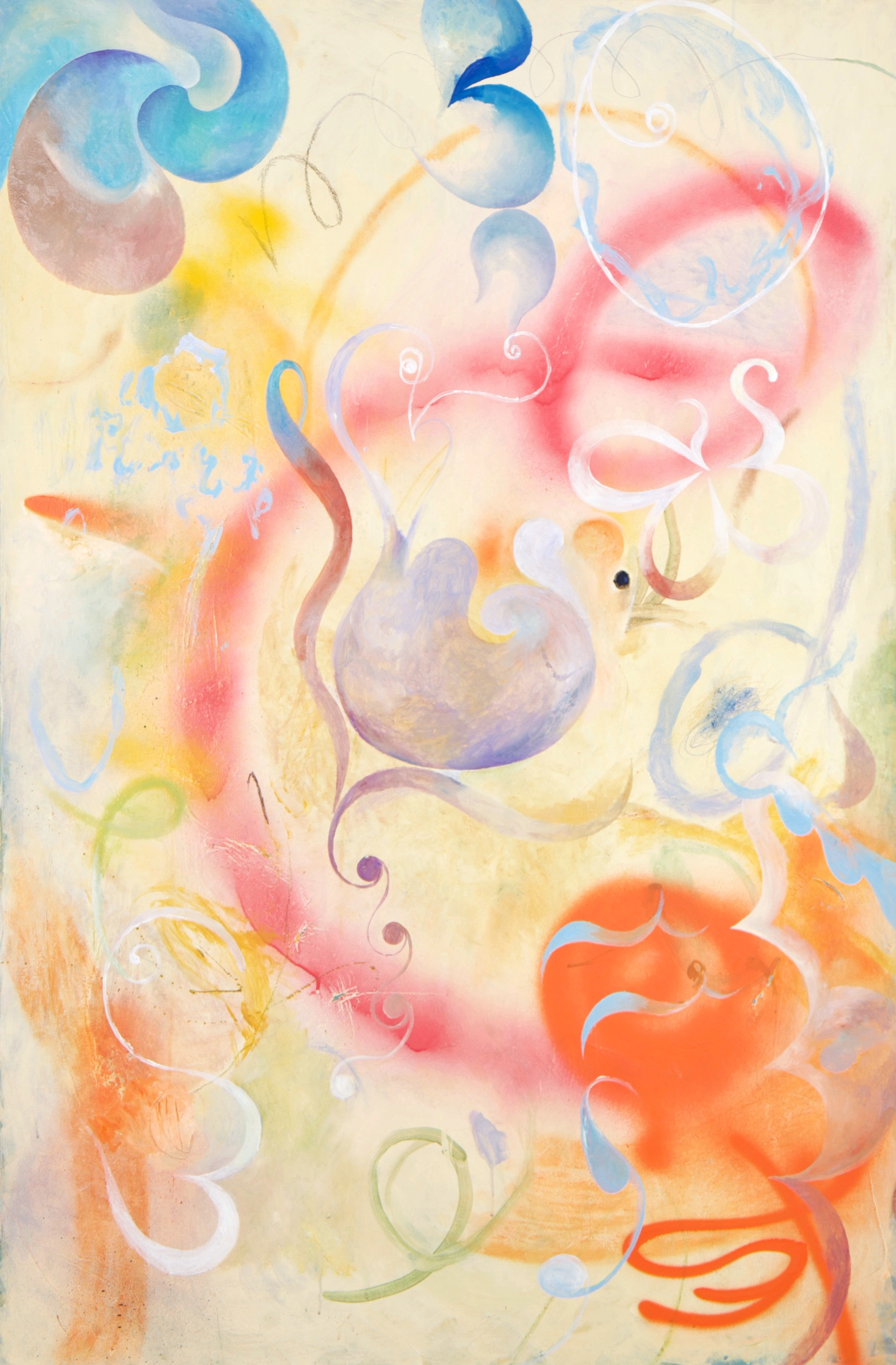 Acrylic, oil, sray paint, oil pastel on canvas