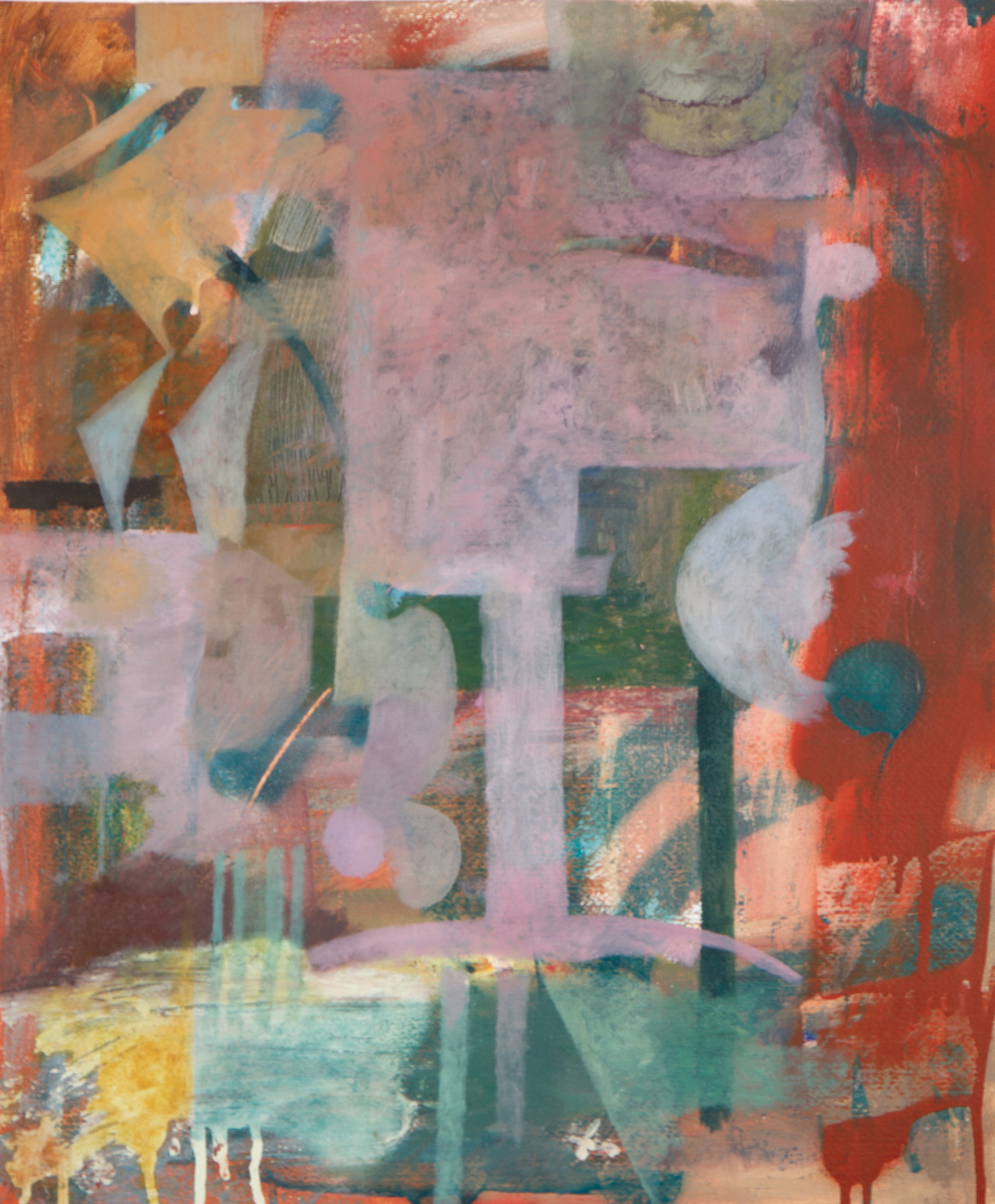 Acrylics, oil, spray paint on paper