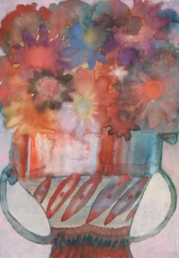 Watercolors and pastels on paper