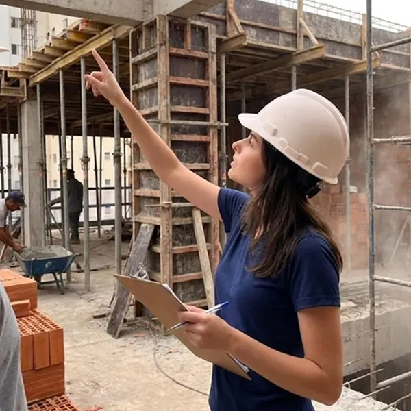 Foto da Marcela em obra