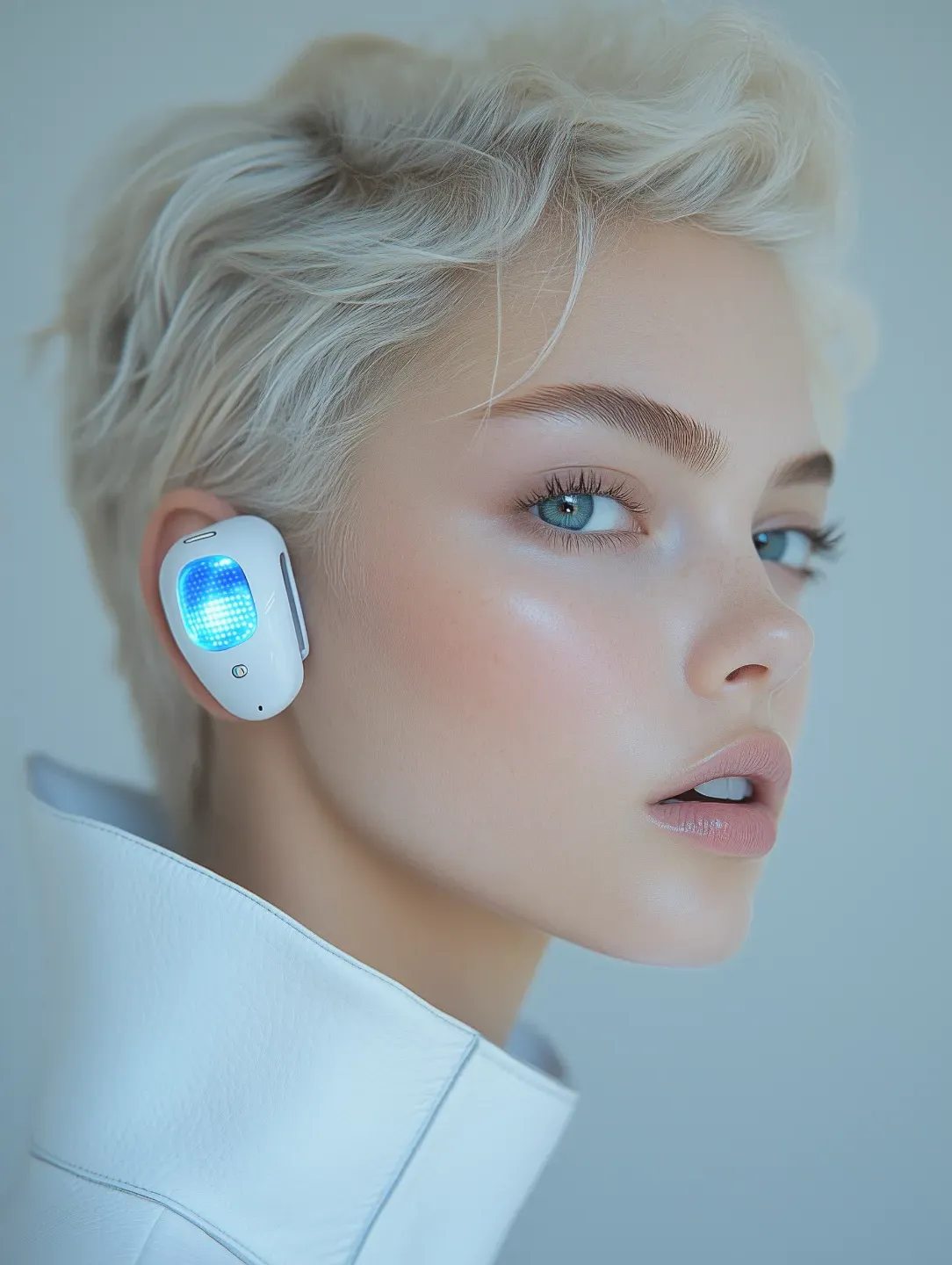 woman wearing earphones