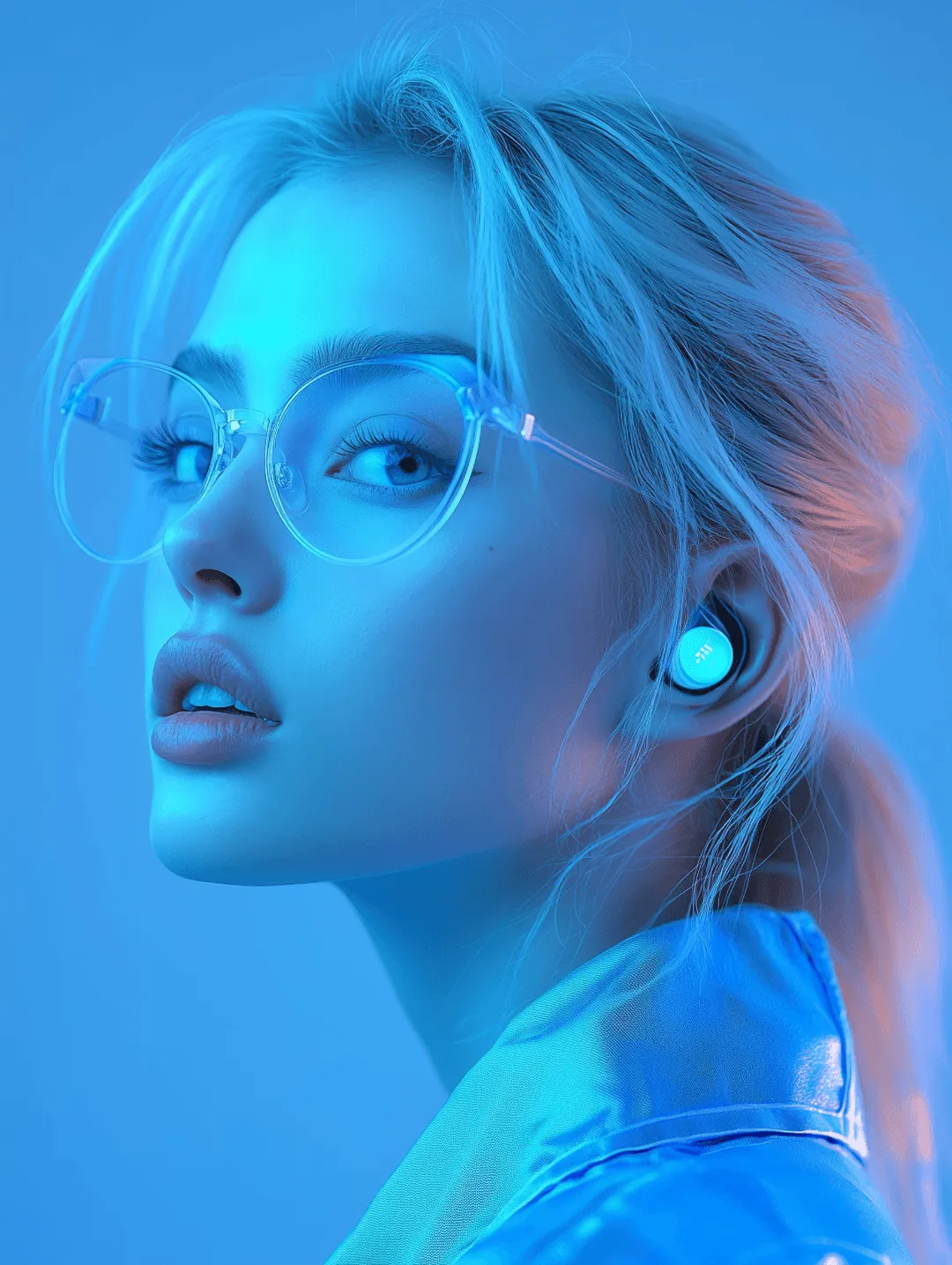 woman wearing earphones