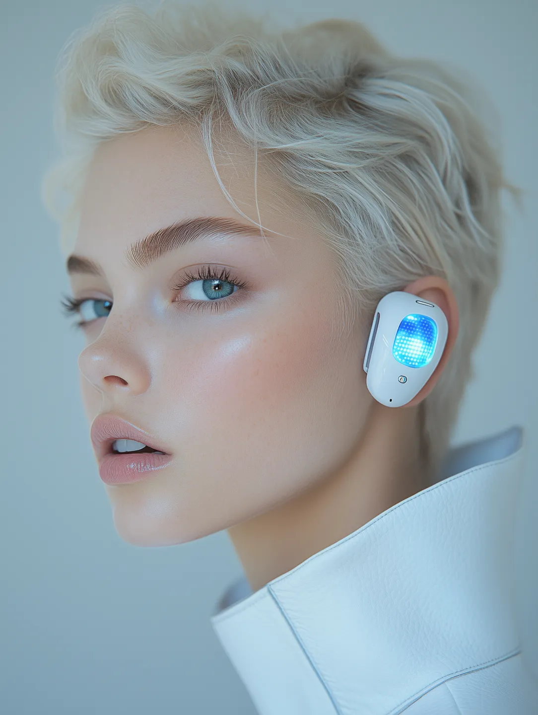 woman wearing earphones