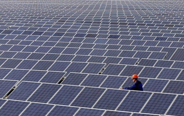 Solar panel array at a project site