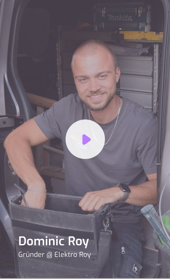 Elektro Roy Geschäftsführer, Dominik Roy im Video Testimonial über ein Branding Projekt