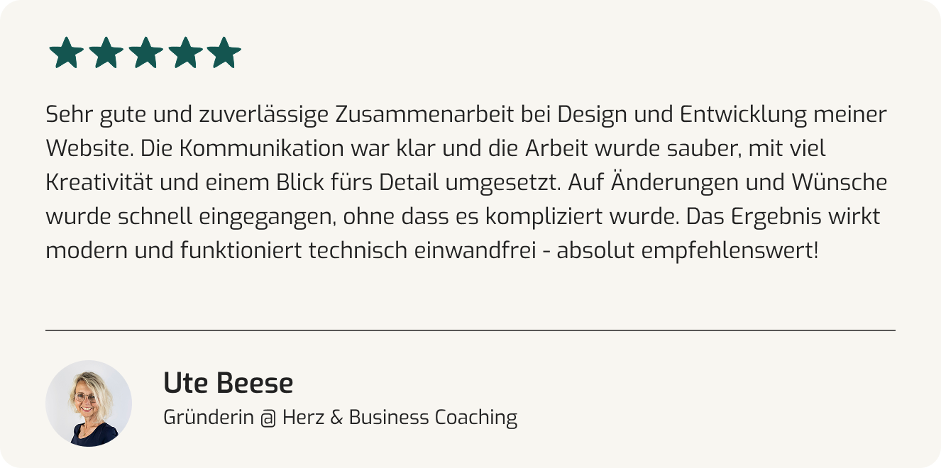 Kundenstimme von Ute Franke-Beese Herz und Business Coaching zu Digital Friendz Zusammenarbeit