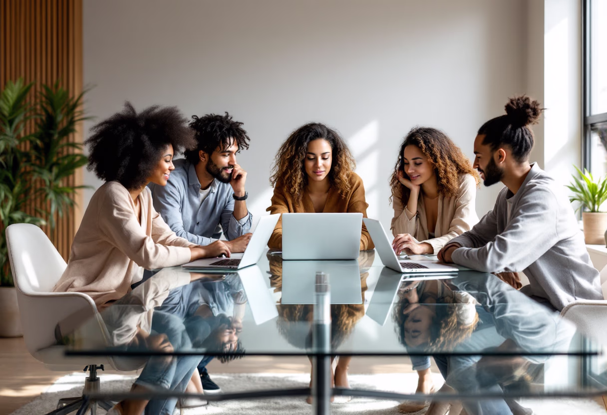 image of people collaborating in an office setting