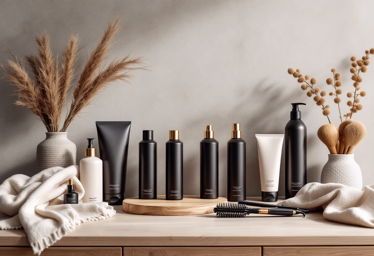 image of hairstyling tools and aftercare products