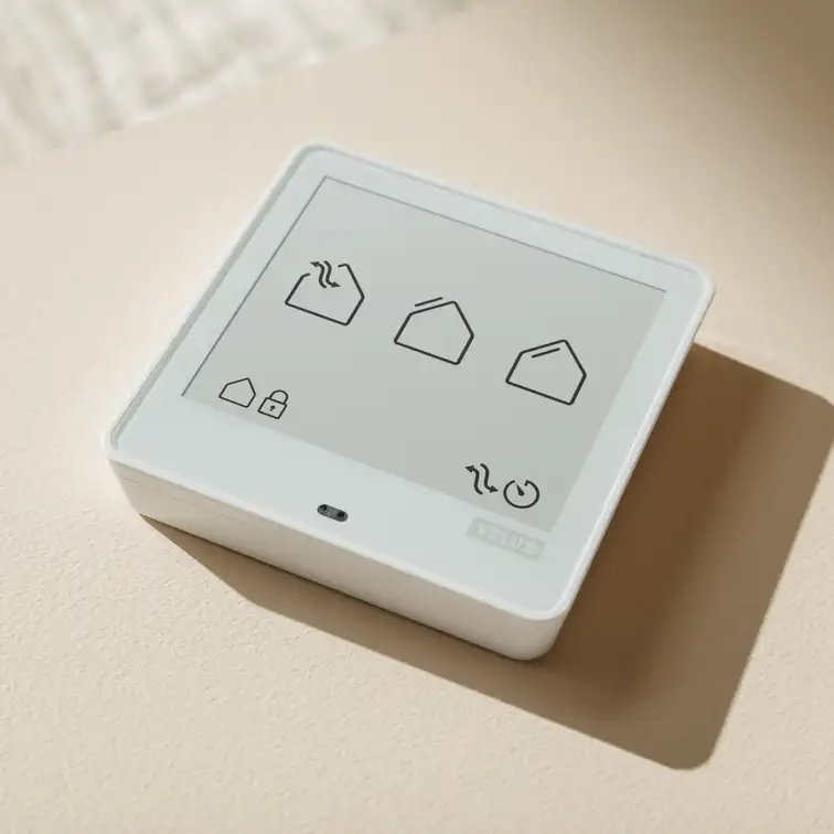 Nástěnný ovladač pro elektrická střešní okna VELUX. Součást podkrovní rekonstrukce.