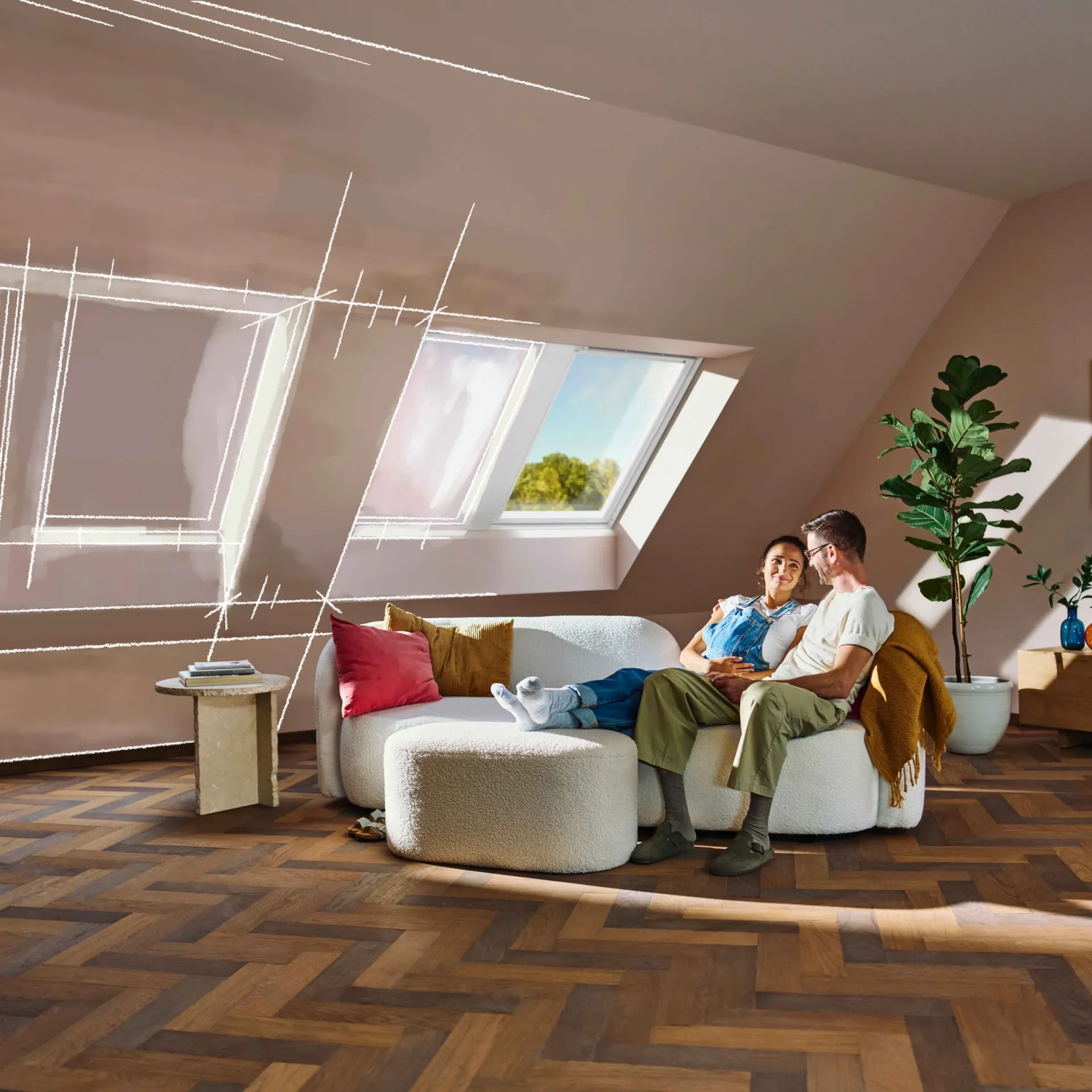 Nákres pro výběr správného rozměru střešního okna VELUX. Instalace prováděná proškoleným technikem.