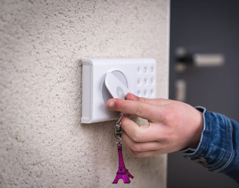 Čtečka otisků prstů Somfy Door Keeper u vchodových dveří. Součást realizace firmy Šenk PSO.