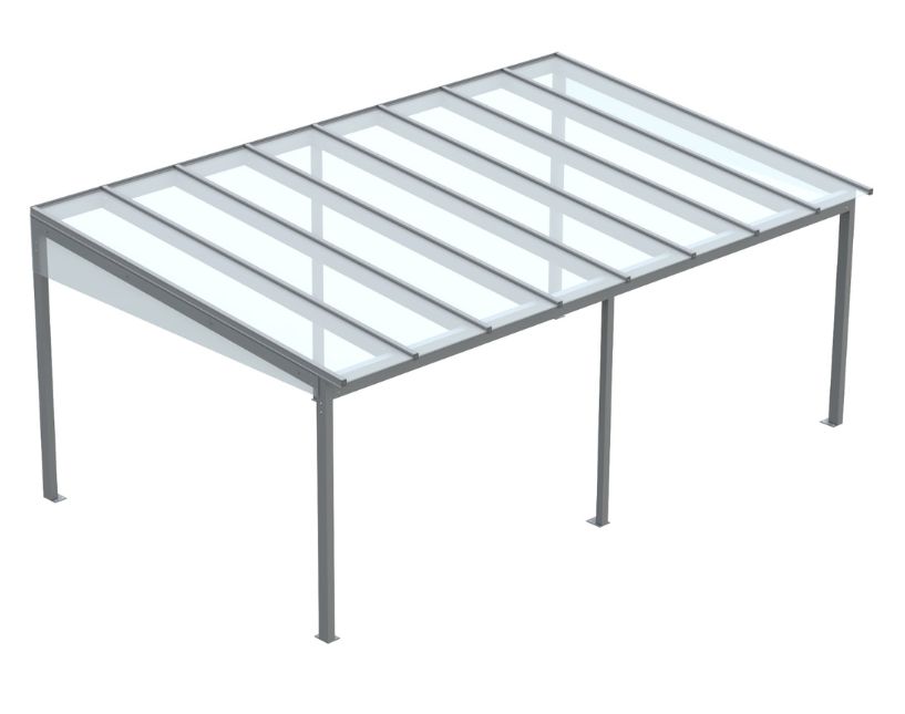 Skleněná pergola s prosklenou střechou o rozměru 6×4 m. Součást aktuální nabídky pergol.
