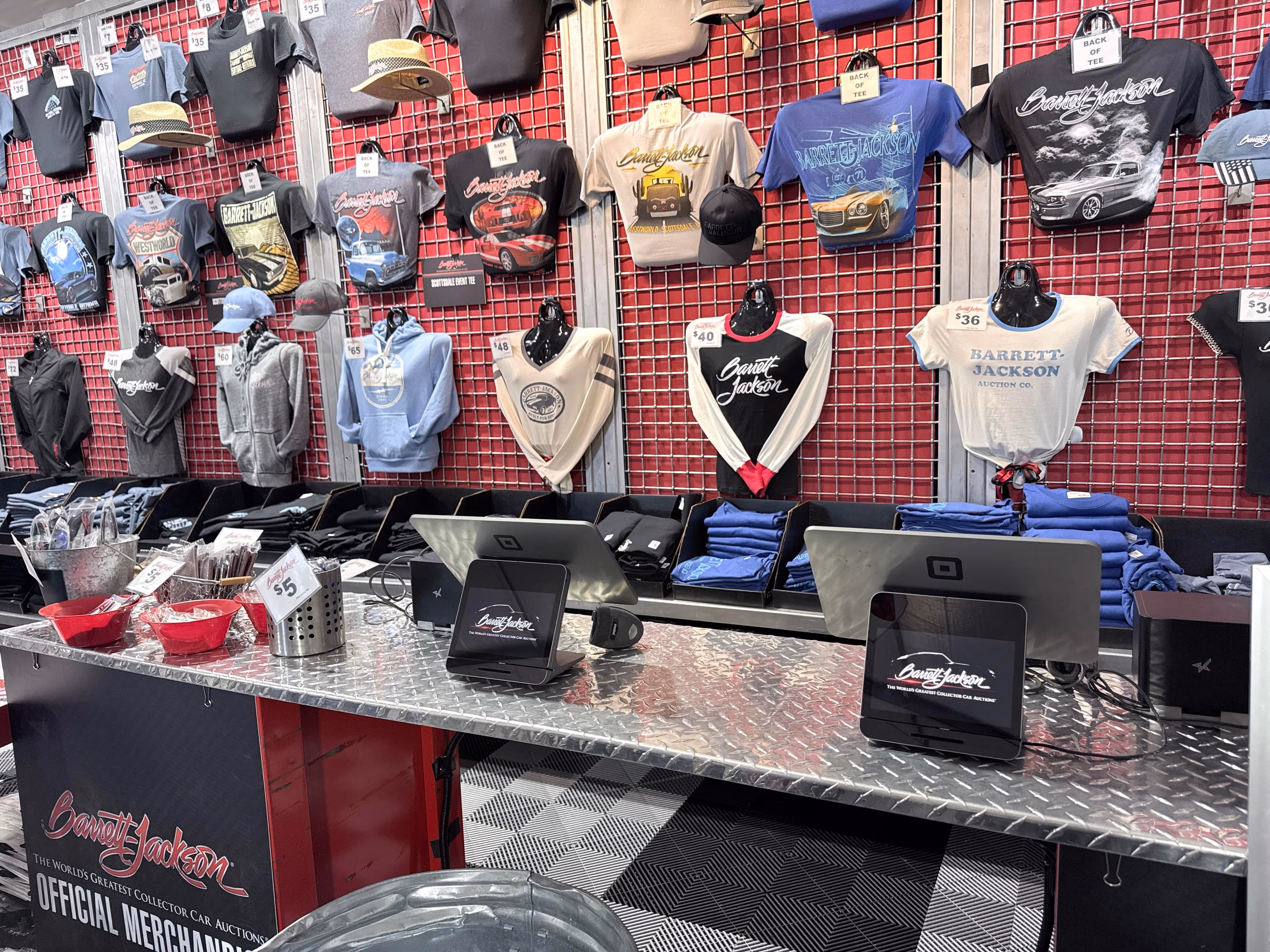 Retail store checkout counter with Square POS terminal and product displays — Boldly Forge Square for Retail deployment with inventory sync and barcode scanning