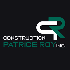 Logo de Construction Patrice Roy Inc. avec les lettres stylisées 'CR' en blanc et vert sur fond noir.