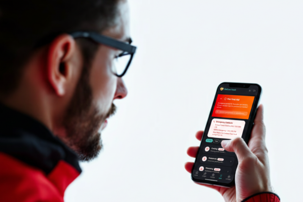 A man looking petcare vault app