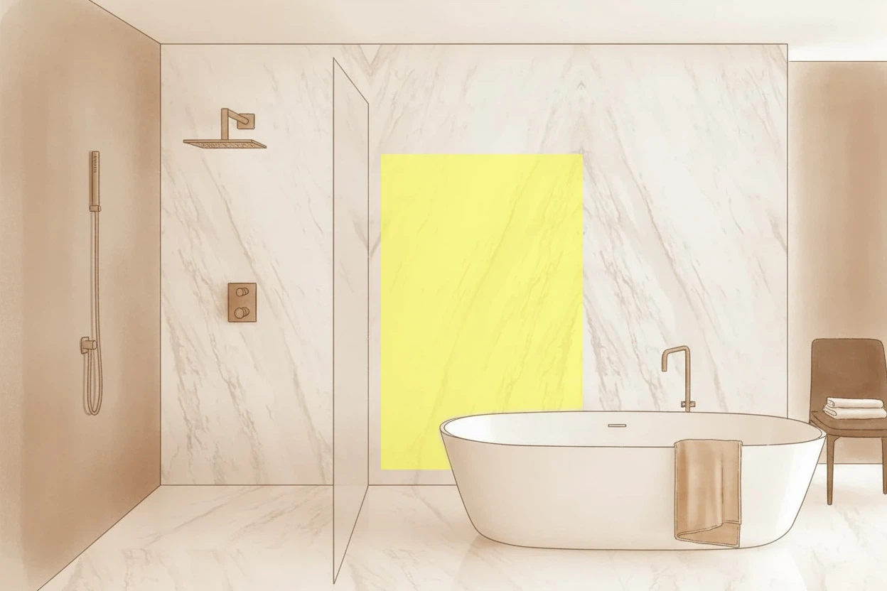 Text graphic displaying the article title “Why Large-Format Tile Installations Fail in Miami (And How Professionals Prevent It)”