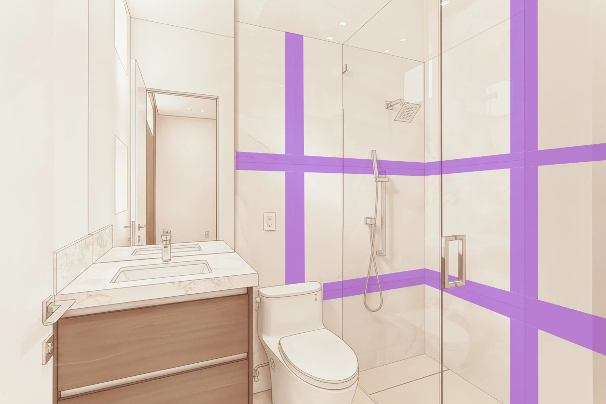 FAQ illustration comparing epoxy grout and cement grout for Miami bathrooms