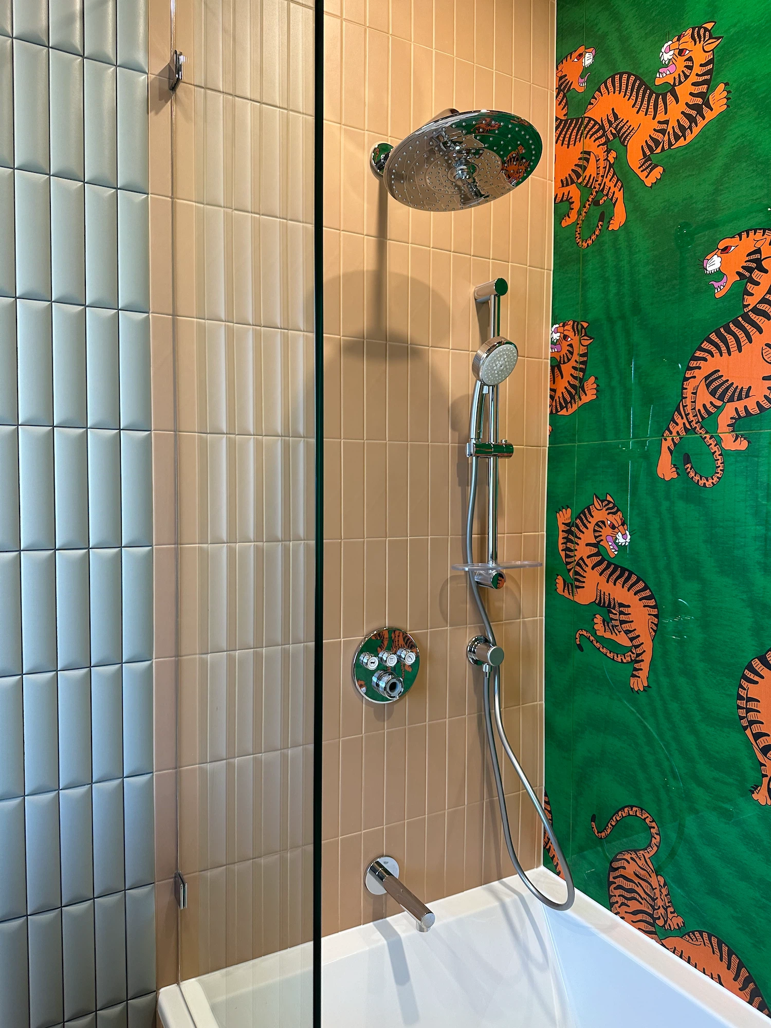 Stylish bathroom vanity area with integrated sink and modern lighting