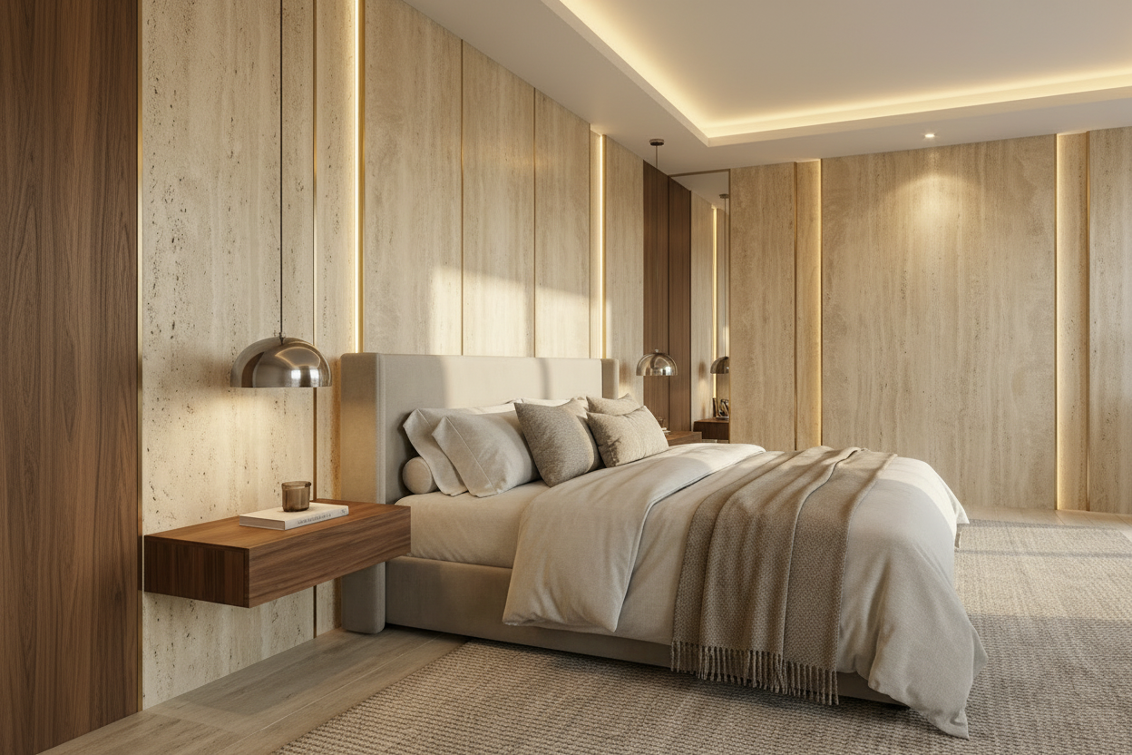 large-format porcelain slabs within a luxury residence in Nurmi Isles, Fort Lauderdale