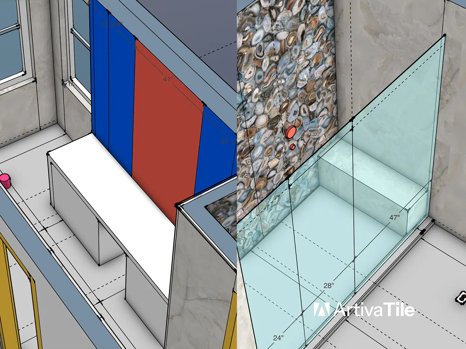 Tile Layout Planning in Miami 3D Bathroom Design Before Installation