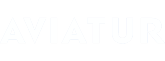 Aviatur wordmark logo in white letters on a black background.