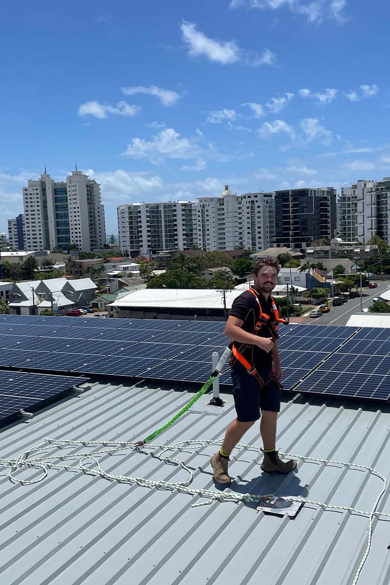 cleaning solar panels on roof
