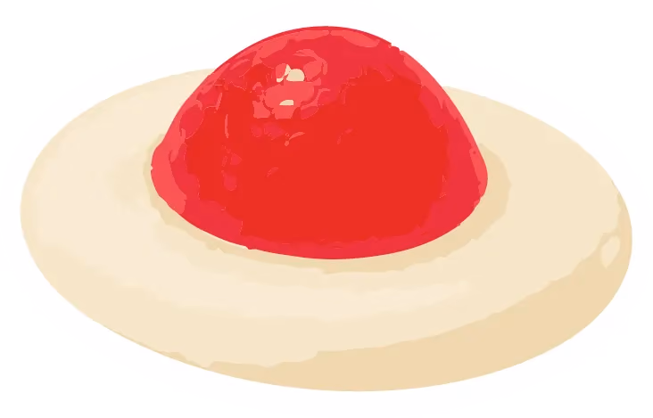 a cartoon version of a strawberries and cream lolly with a white border