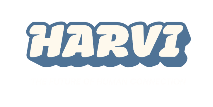 Logo with the word 'HARVI' in bold stylized letters and the tagline 'The Future of Human Connection' below it.