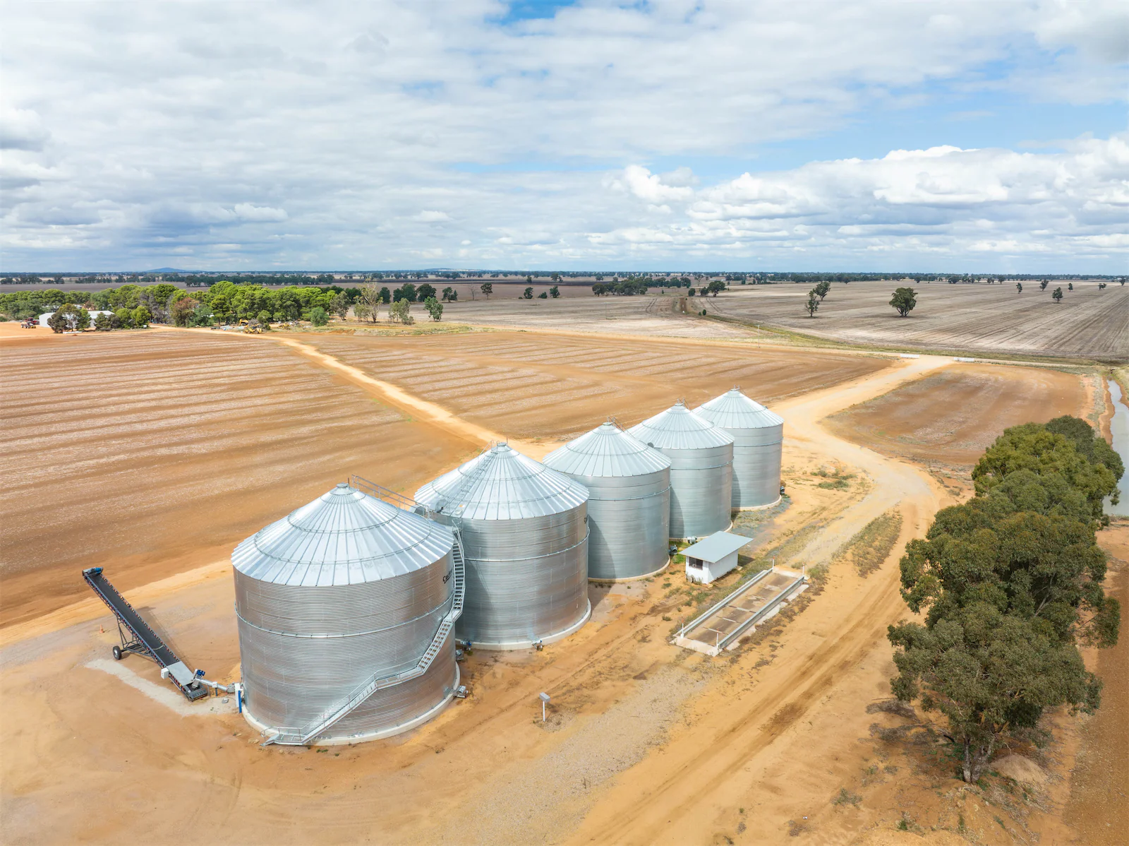 Grain being stored in silo's on a farm in central west new south wales