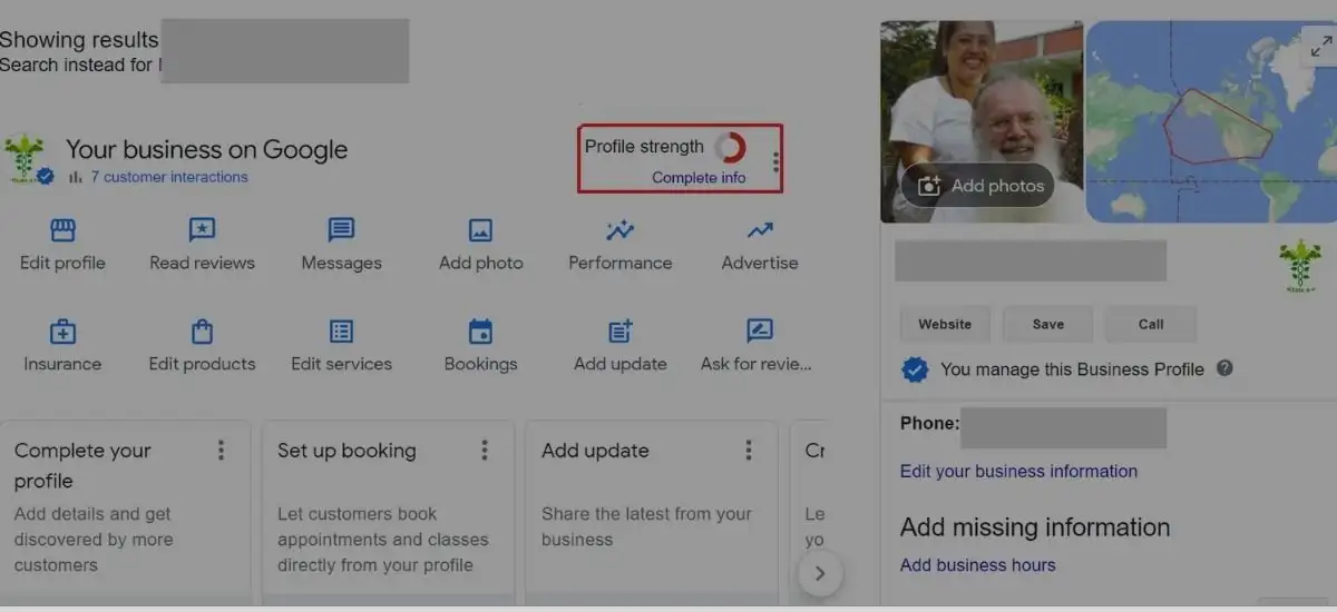 Before redesign of business generation website showing outdated layout, poor mobile responsiveness and unclear service messaging