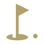 Icon of a golf pin and ball that represents artificial putting greens as a service provided.