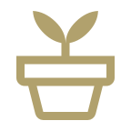 Icon of a metal flower pot that represents custom metal work as a service provided.