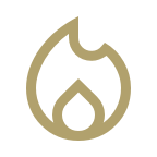 Icon of fire that represents gas fire pits as a service provided.