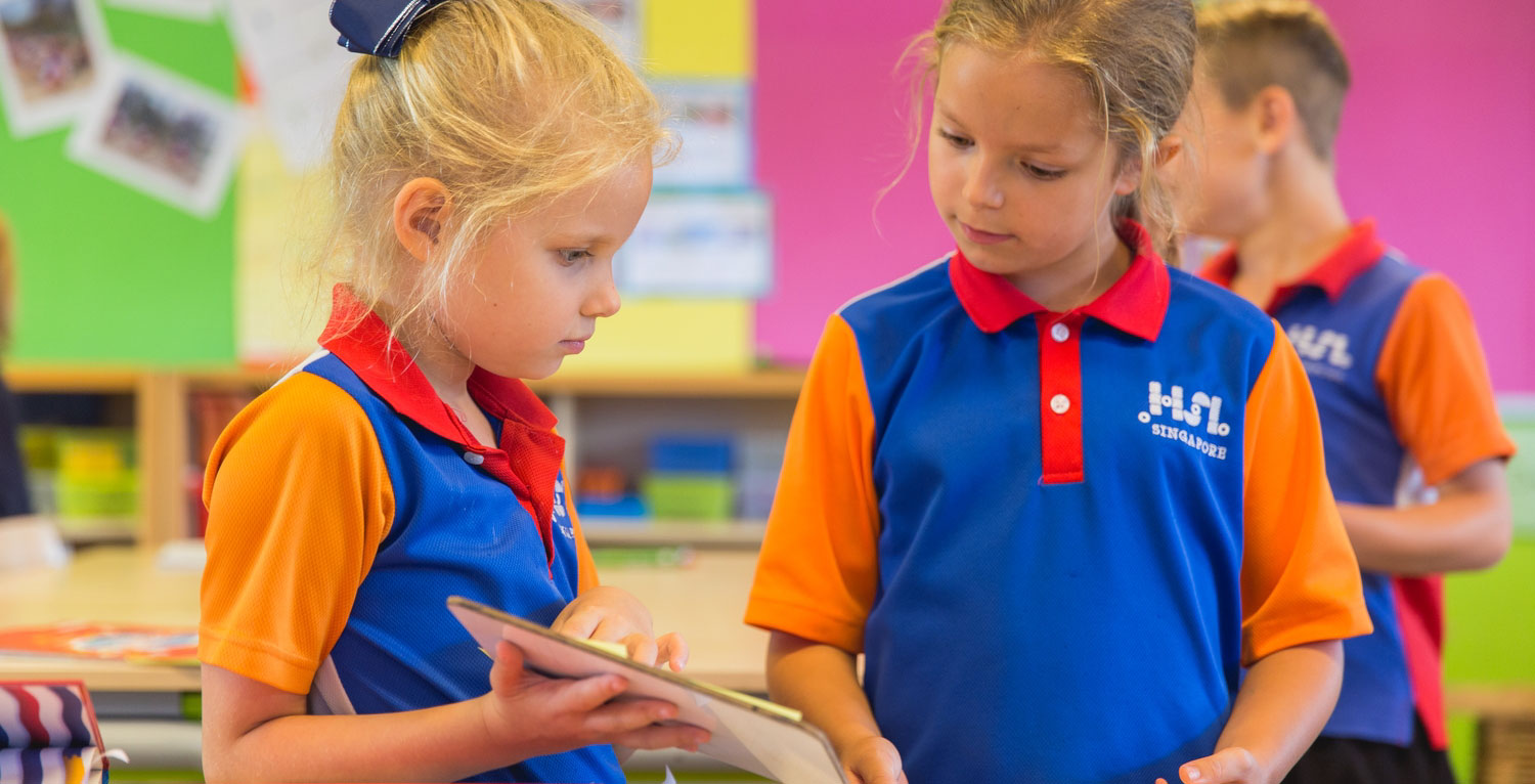 international primary school kids playing