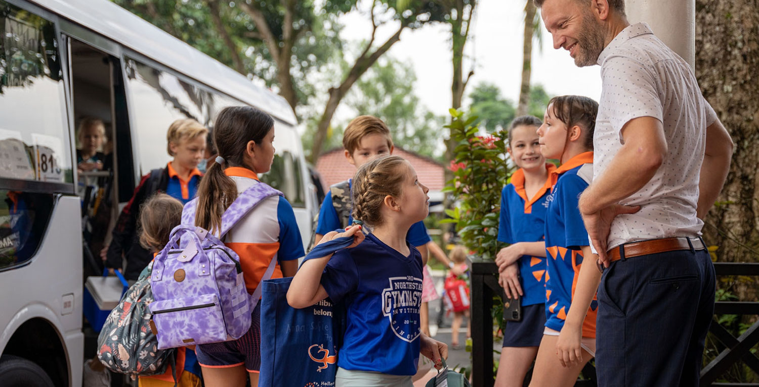 international primary school kids playing
