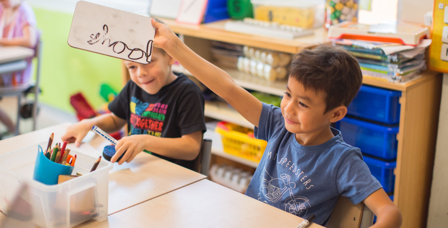 international primary school kids playing